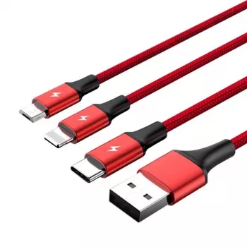 UNITEK C4049RD USB laidas 1,2 m USB A / USB-C / Micro-USB B / Lightning Raudonas