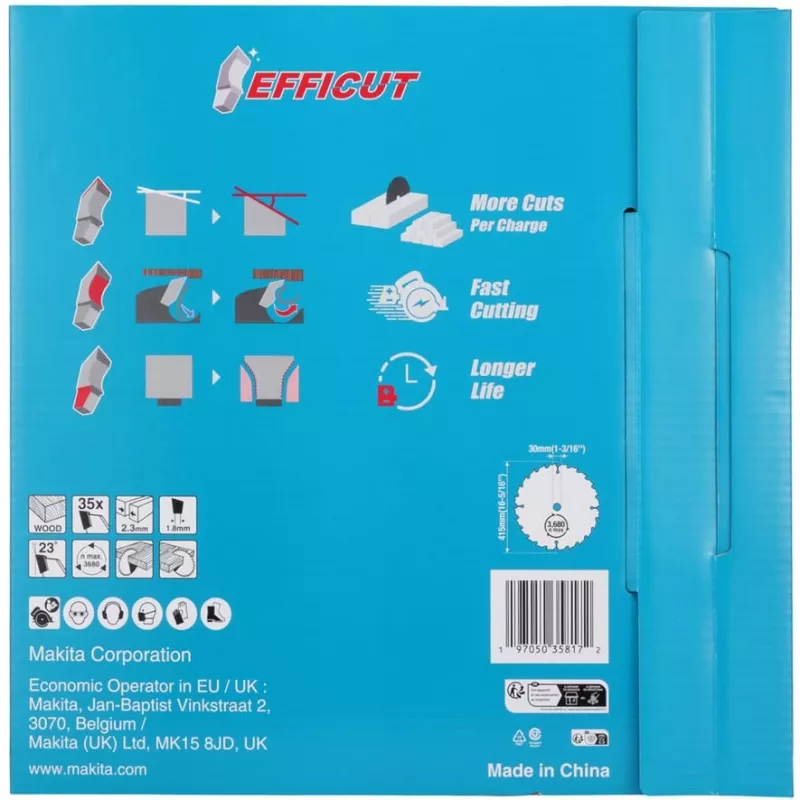Makita E-24848 pjūklo diskas EFFICUT, skirtas belaidžiam diskiniam pjūklui HS013G, pjovimo plotis 2,30 mm