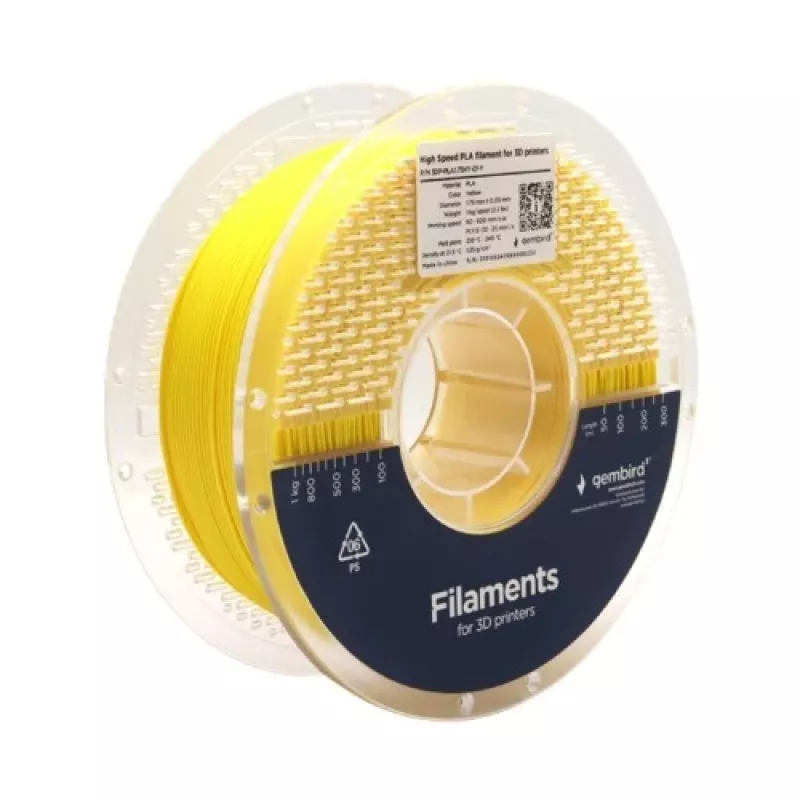 3D spausdinimo filamentas Gembird PLA 1,75 mm geltona 1 kg