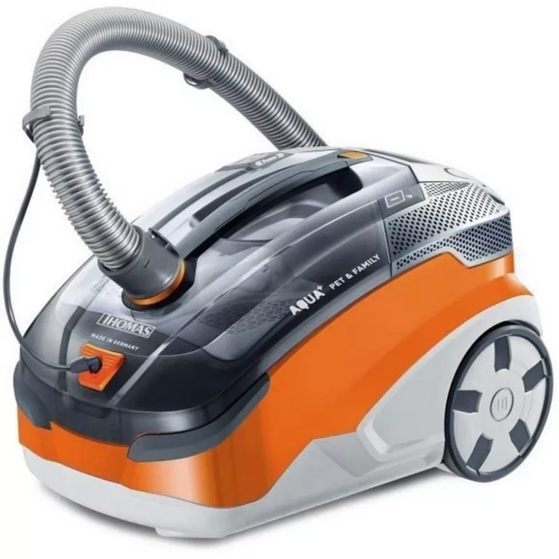 Cikloninis dulkių siurblys THOMAS Aqua + Pet & Family 1.8 L — sausas ir šlapias, 1700 W, oranžinis/pilkas