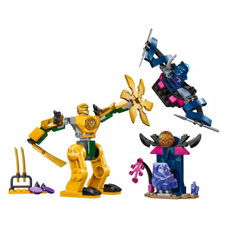 LEGO NINJAGO Arino kovinis mechas – veiksmo figūrėlė ninja žaislas nuo 4 metų berniukams, mergaitėms ir vaikams, Dragons Rising rinkinys su Arino minifigūrėle ir Mini Kata