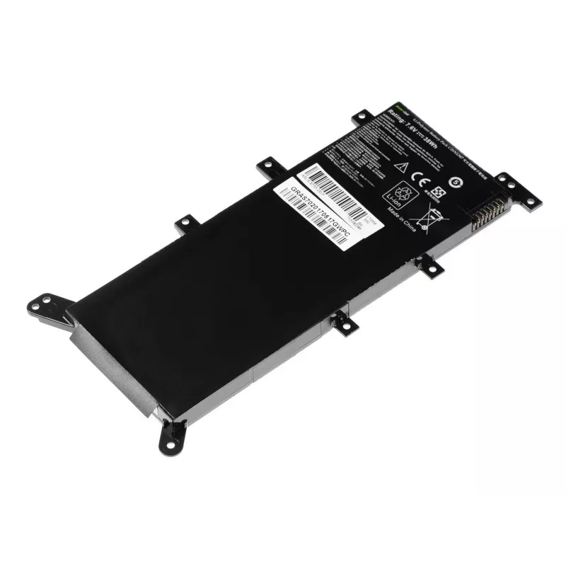 Nešiojamojo kompiuterio baterija Green Cell, skirta ASUS A555 F555 K555 R556 X555, LiPo 4000 mAh, 7,6 V, 4 elementai, juoda