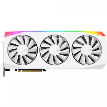 Vaizdo plokštė XFX Radeon RX 9070 XT — 16 GB GDDR6, 256 bitų, PCIe x16, 3 ventiliatoriai, balta, 360 mm