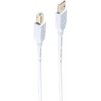 shiverpeaks ®-BASIC-S--USB kabelis, A tipo kištukas į B tipo kištuką, HIGH SPEED, paauksuoti kontaktai, USB 2.0, baltas, 5,0 m (BS77025-W)