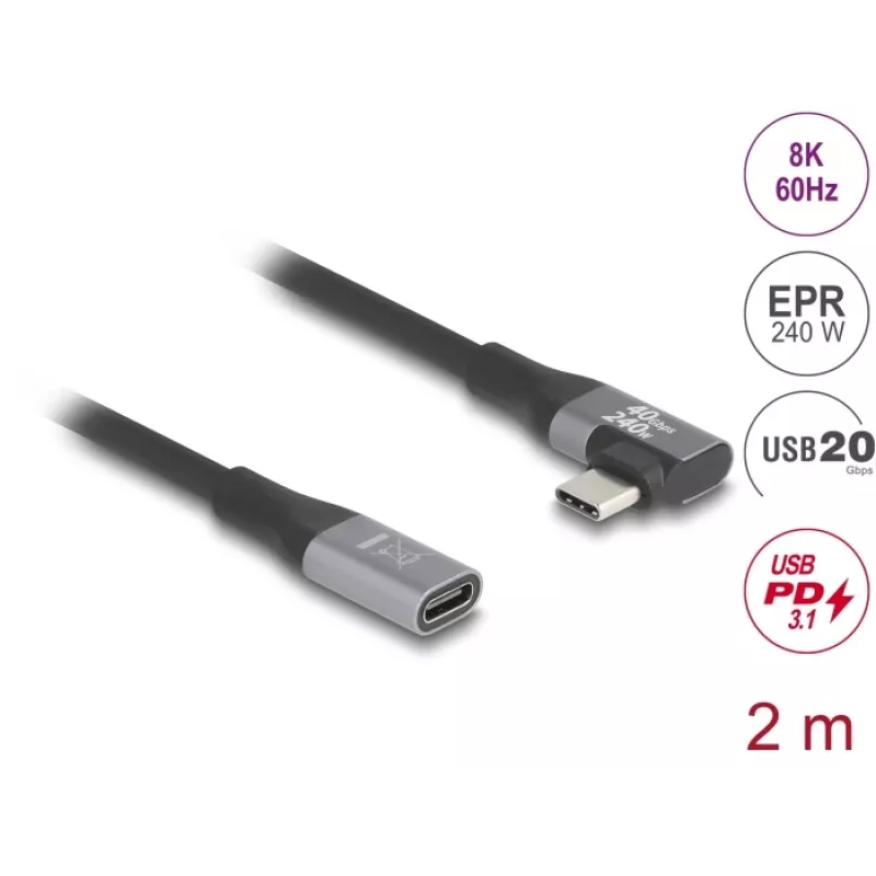 USB laidas DeLOCK 81148 2m USB-C juodas 20 Gbit/s