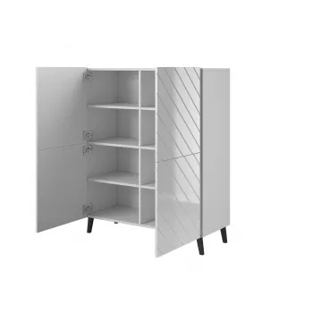 Lentyninė spinta Cama Meble ABETO 100.5 x 40 x 121.5 cm balta/blizganti balta, ant grindų statoma prie sienos