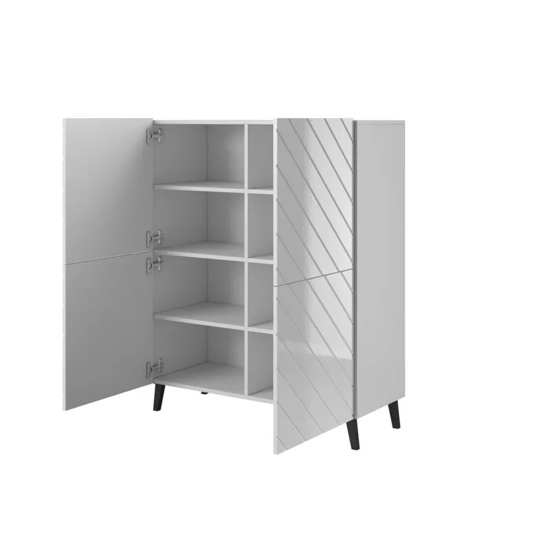 Lentyninė spinta Cama Meble ABETO 100.5 x 40 x 121.5 cm balta/blizganti balta, ant grindų statoma prie sienos