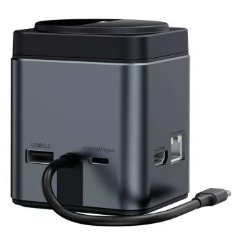 Dokavimo stotelė BlitzWolf BW-TH17 9-in-1 su 15W belaidžiu įkrovikliu — USB-C, HDMI, PD prievadai
