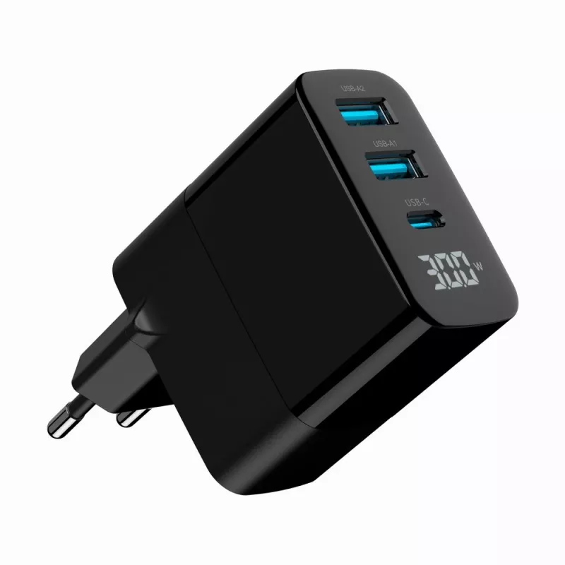 Gembird TA-UC-PDQC30LCD-BK-02 universalus mobiliojo įrenginio kroviklis Juodas AC Greitas krovimas Vidaus patalpoms