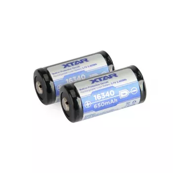 Įkraunama baterija XTAR 16340 (CR123) Li‑jon 3,7 V 850 mAh, 34 mm aukštis, 1,6 cm skersmuo
