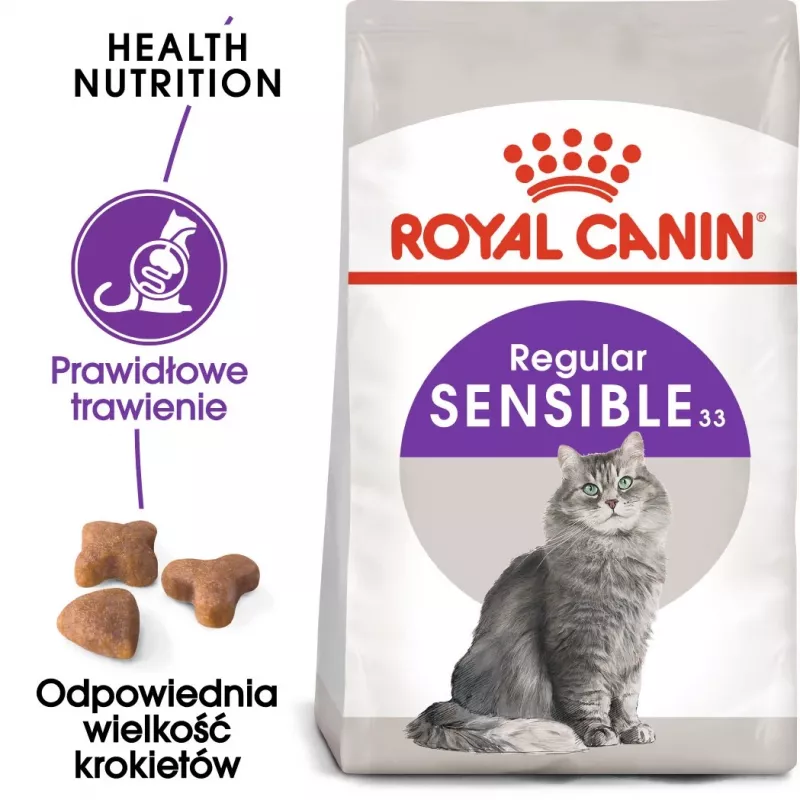 Sausas kačių ėdalas Royal Canin Sensible 33 Adult, 10 kg – vištiena, 33% baltymų, šlapimo takų kontrolė