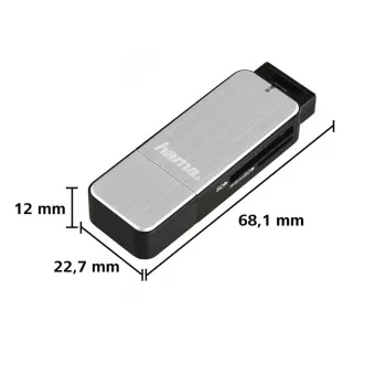 Hama 123900 kortelių skaitytuvas USB 3.2 Gen 1 (3.1 Gen 1) juodas, sidabrinis