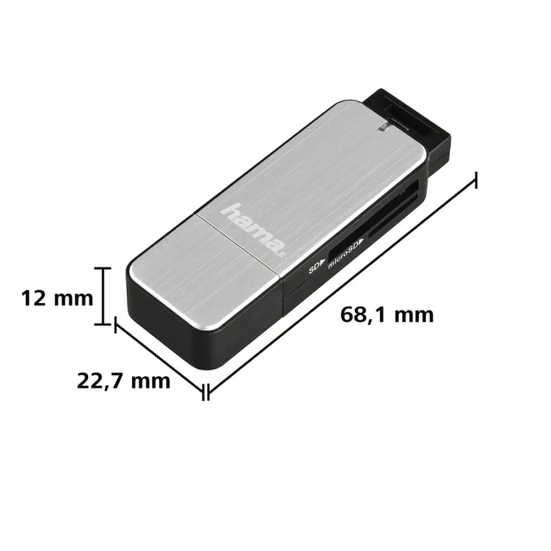 Hama 123900 kortelių skaitytuvas USB 3.2 Gen 1 (3.1 Gen 1) juodas, sidabrinis