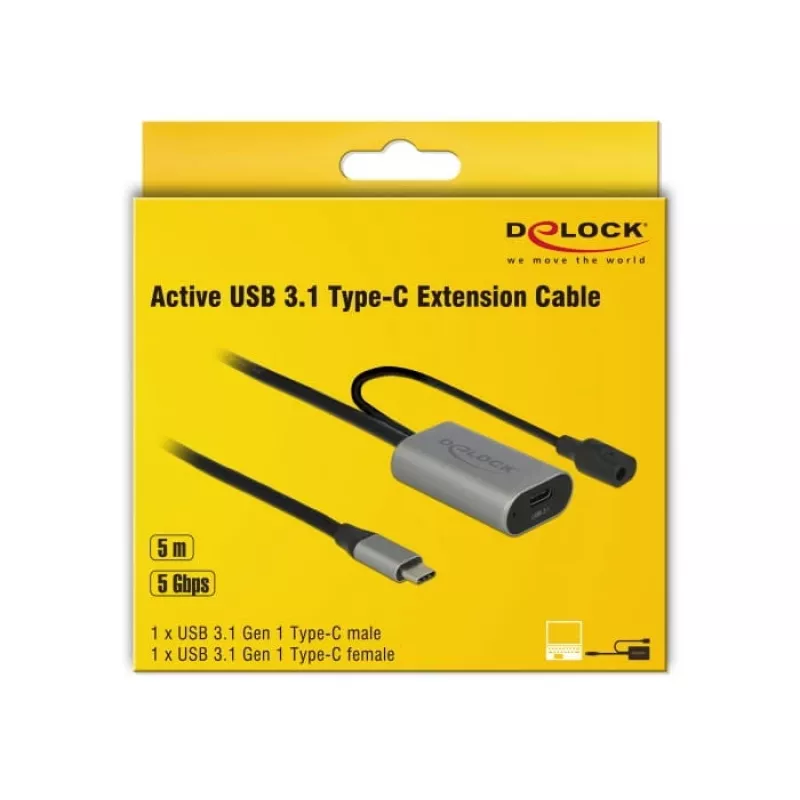 Aktyvus USB-C prailginimo kabelis Delock, 5 m, USB 5 Gbps (USB-20225 / 85392)