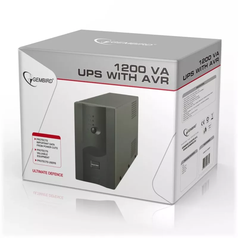 Gembird UPS-PC-1202AP nepertraukiamo maitinimo šaltinis (UPS) Line-Interactive 1.2 kVA 720 W 4 AC lizdai