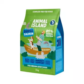 Sausas šunų maistas Animal Island Super Salmon – suaugusiems, be grūdų, 3 kg, 32% baltymų, 16% riebalų