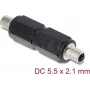 Adapteris DELOCK DC lizdas 5,5 x 2,1 mm motina-motina su sriegiu, tiesus, juodas