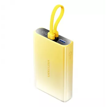Vention 10000mAh nešiojamas akumuliatorius su LED ekranu, USB-C + Lightning + USB-A, 22.5W (geltonas)