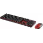 Priedų rinkinys Renkforce RF-DS-RETRO QWERTZ Juoda Raudona – laidinis klaviatūros ir pelės rinkinys