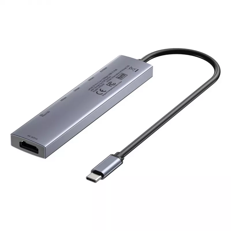 USB-C stotelė Unitek H1124AGY01 su 100W PD, HDMI 2.0, 2x USB-A, 2x USB-C, SD/microSD skaitytuvu – aliuminis