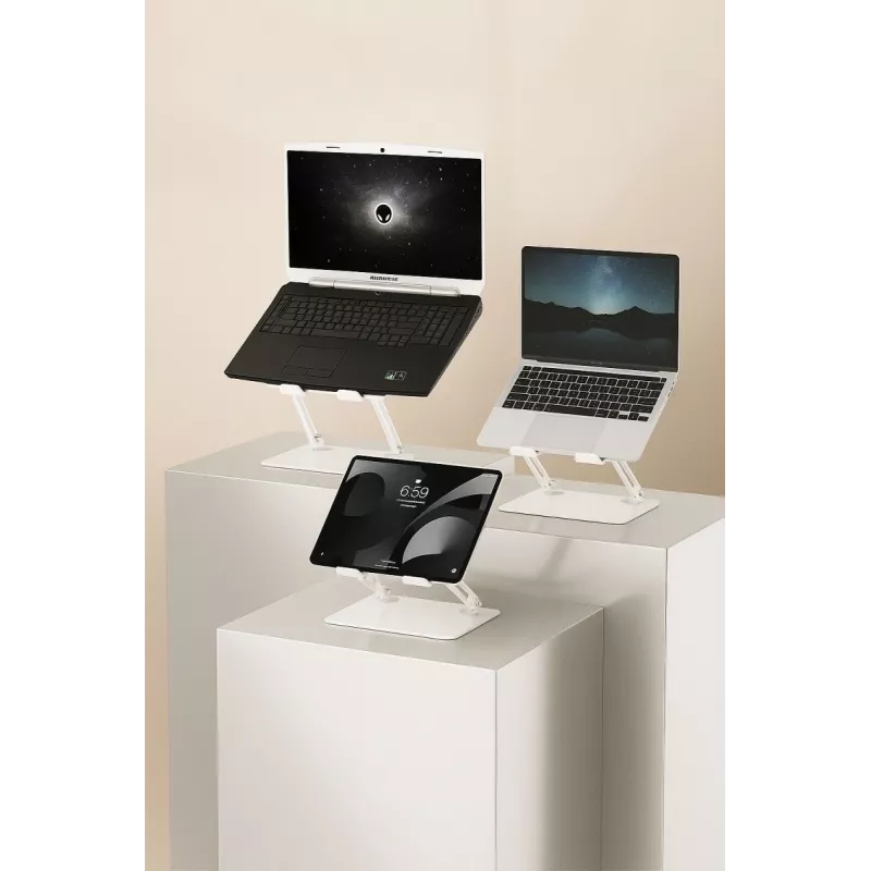 MEDIA-TECH Laptop Stovas – Nešiojamojo kompiuterio stovas MT2661W (baltas)