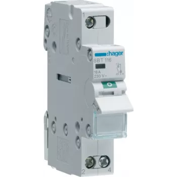 Jungiklis Hager SBT116 1P, 440 V, 50–60 Hz, pilkas, 17,5 mm