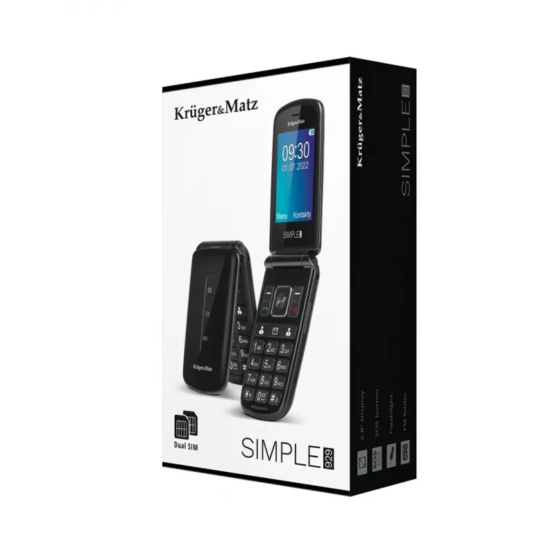 Kruger&Matz Simple 929 telefonas senjorui, 2,8 col., juoda