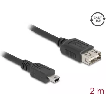 DeLOCK USB 2.0 kabelis 2 m Mini-USB B / USB A juodas 81525