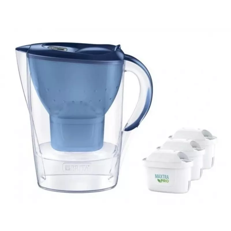 Vandens filtro ąsotis BRITA Marella 2,4 L su 3 Pure Performance kasetėmis, Maxtra Pro, mėlynas
