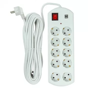 Power Plant, Llc EX610563 ilginimo laidas 10 m, 10 lizdų, 2 USB-A