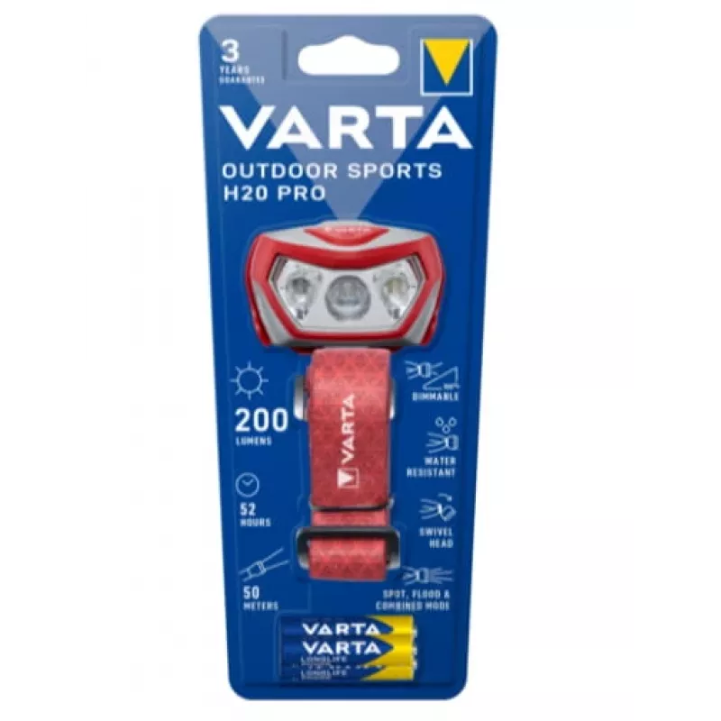 Galvos žibintuvėlis Varta Outdoor Sports H20 Pro pilka raudona