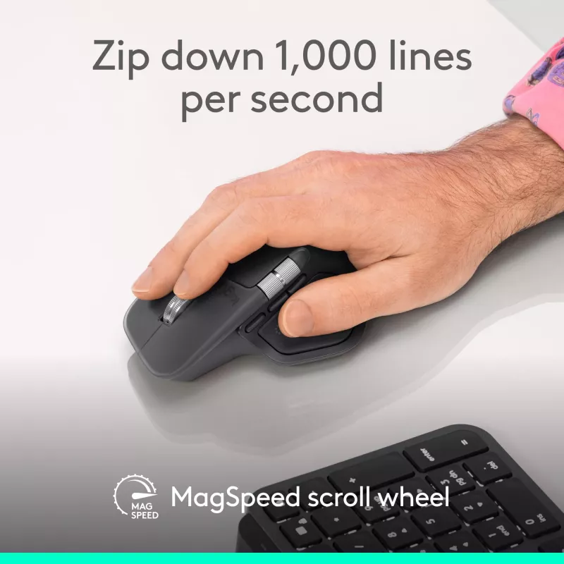 Logitech MX Master 4 for Business pelė – belaidė + Bluetooth, 8000 DPI, grafitas