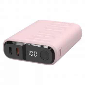 Nešiojama baterija RealPower PB-10000C PD+ 10000 mAh rožinė