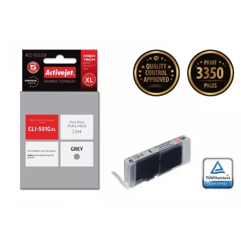 Kasetė ActiveJet ACC-551GN – suderinama Canon CLI-551GXL, pilka, didelės talpos (XL) 15 ml