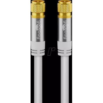 Goobay SAT antenos kabelis (135 dB tipas), 4x ekranuotas, 1 m, baltas – auksuotas, F kištukas > F kištukas (70598)
