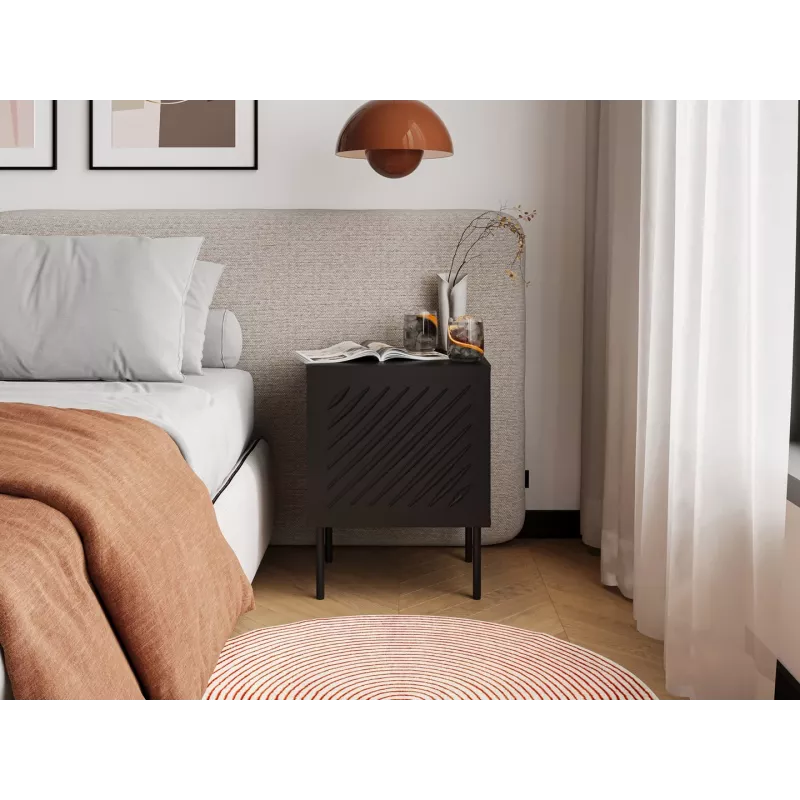 Nakties staliukas Cama Meble SIENA 2 vnt., 44,5×40×59 cm, juodas matinis, MDF ir medžio drožlių plokštė