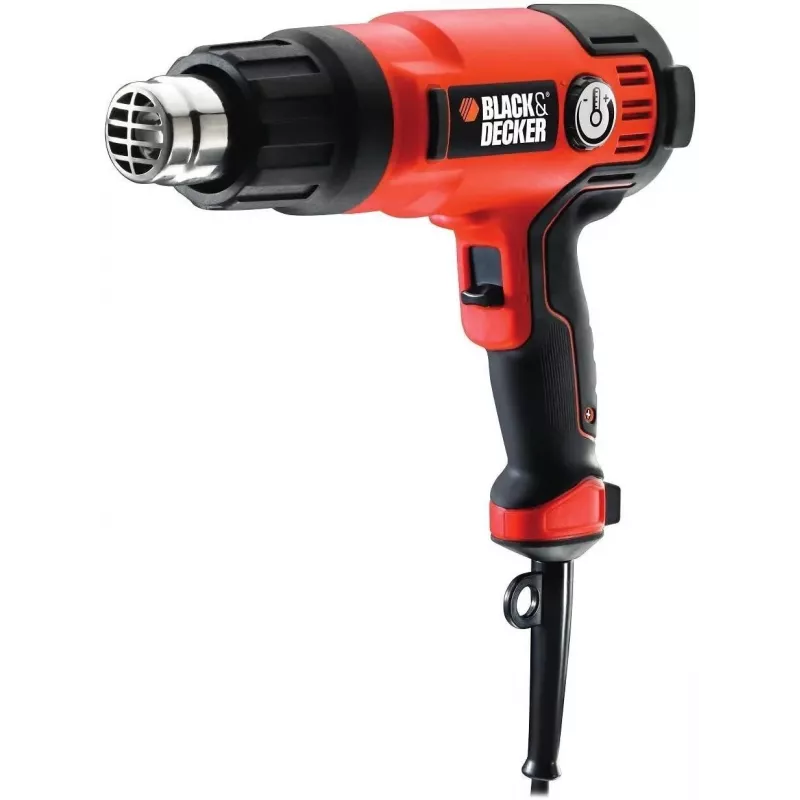 Karšto oro pistoletas Black & Decker KX2200K-QS — 2000 W, 720 L/min, iki 645 °C, pistoletinė rankena, 900 g