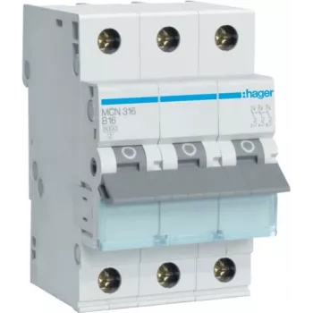 Hager MCN316 - 3P - 50-60 Hz - 16 A - 52,5 mm - 70 mm - 83 mm