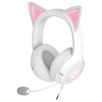 Ausinės „Razer Kraken Kitty V2“ laidinės USB Type-A baltos – uždedamos, lankeliu, 20–20000 Hz, 2 m kabelis