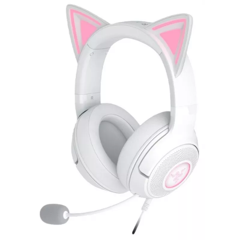Ausinės „Razer Kraken Kitty V2“ laidinės USB Type-A baltos – uždedamos, lankeliu, 20–20000 Hz, 2 m kabelis