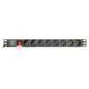 Maitinimo paskirstymo įrenginys GEMBIRD EG-PDU-014-C14, 8 AC lizdai, C14 įvadas, 3 m kabelis, 1U, 3680 W, 10 A, aliuminis, juodas