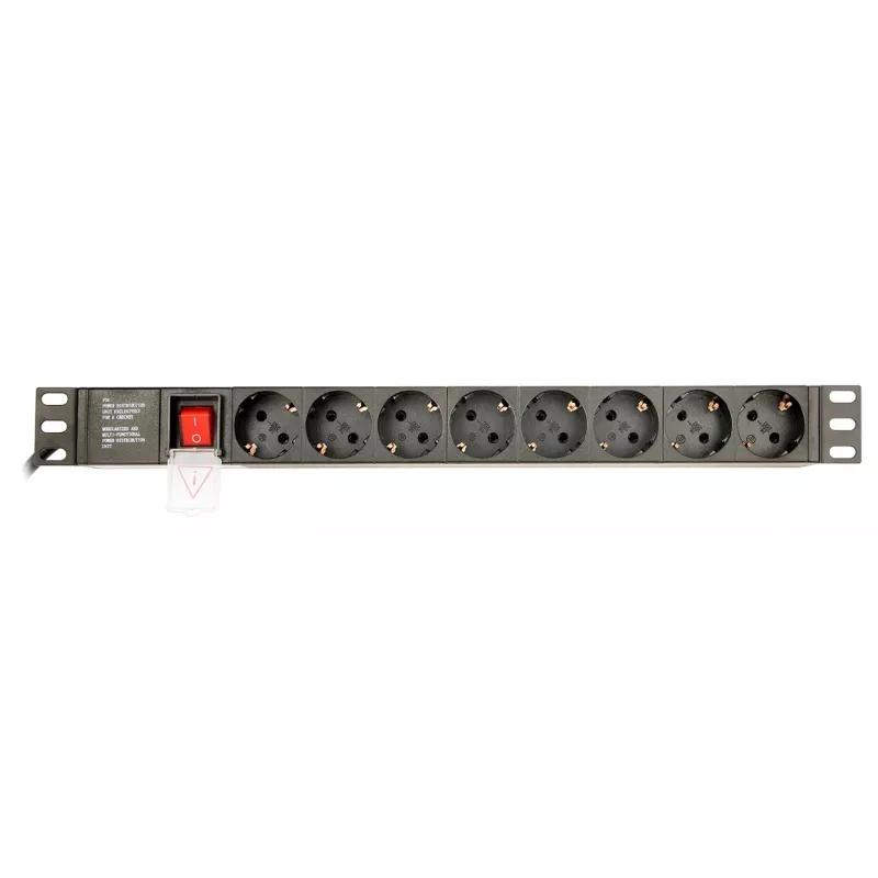 Maitinimo paskirstymo įrenginys GEMBIRD EG-PDU-014-C14, 8 AC lizdai, C14 įvadas, 3 m kabelis, 1U, 3680 W, 10 A, aliuminis, juodas