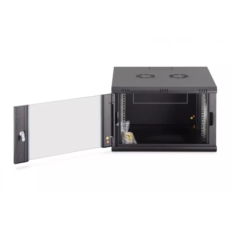 Sieninis 19 colių stovo spintos korpusas DIGITUS Dynamic-N DN-37103 — 7U, 600x600 mm, IP20, nesurinktas, juodas