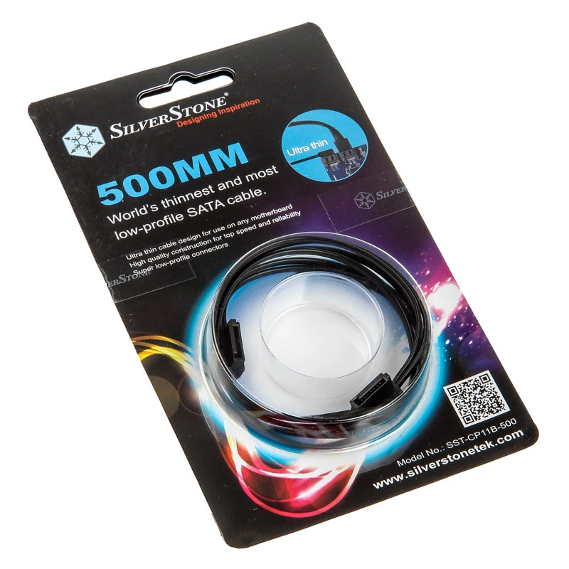 SilverStone SST-CP11B Super žemo profilio SATA kabelis - 50 cm, juodas