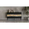 Komoda Cama Meble INSERTO 3D 143,5×40×80 cm juoda su LED, medžio drožlių plokštė, 16 mm rėmas