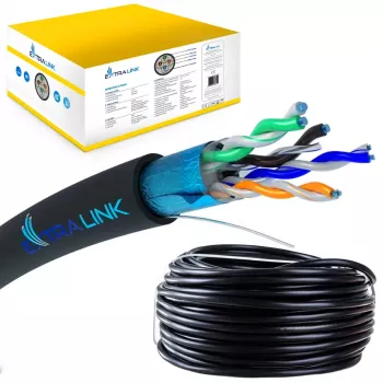 Tinklo kabelis Extralink vytos poros CAT5E FTP lauko 305m juodas
