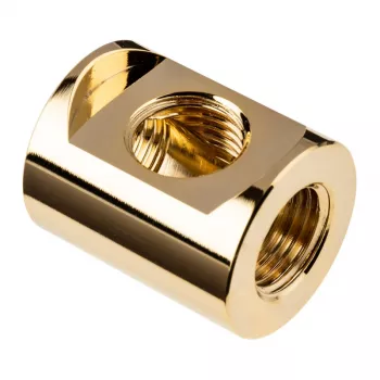 EK Water Blocks EK-Quantum Torque Splitter 3F T -Gold žalvarinis adapteris 28 mm aukštis 2,3 cm skersmuo