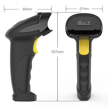 Belaidis brūkšninių kodų skaitytuvas QOLTEC 50856 – 1D ir 2D, USB, ABS korpusas, 170×62×100 mm, 203 g