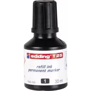Pildymo rašalas markeriui Edding T25 juodas 30 ml, tinkamas Edding Nr.1/21/22/25/400/500/550/800/850/3000/3300