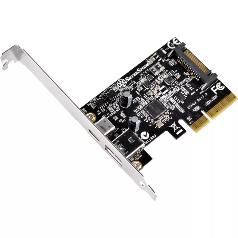 SilverStone ECU03 USB adapter PCIe 2.0 x2 Low Profile USB-C 3.1 x1 + USB-C x1 (SST-ECU03)